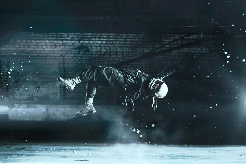 Dynamic Breakdance Freeze in Urban Night