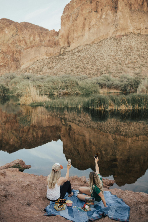 Lakeside Picnic in Desert Serenity